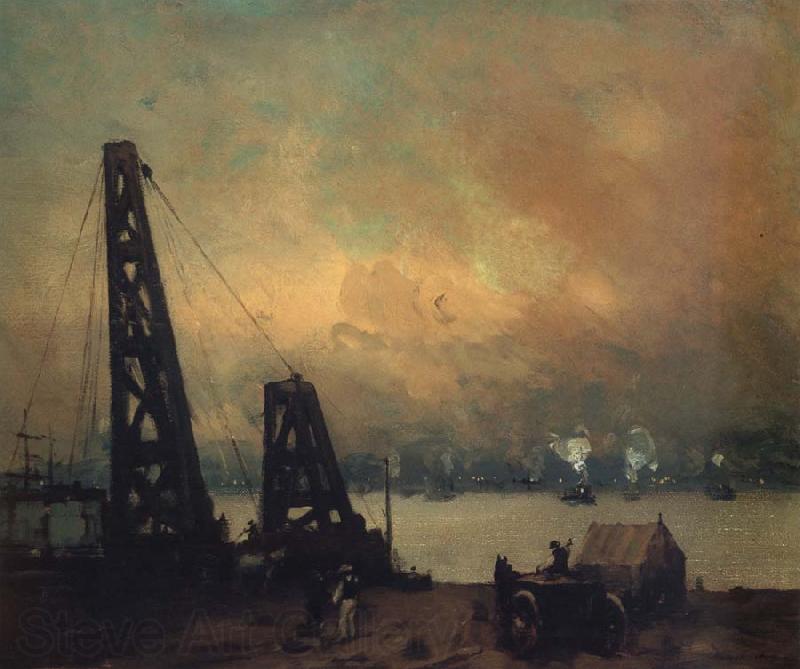 Robert Henri Derricks on the North River Norge oil painting art